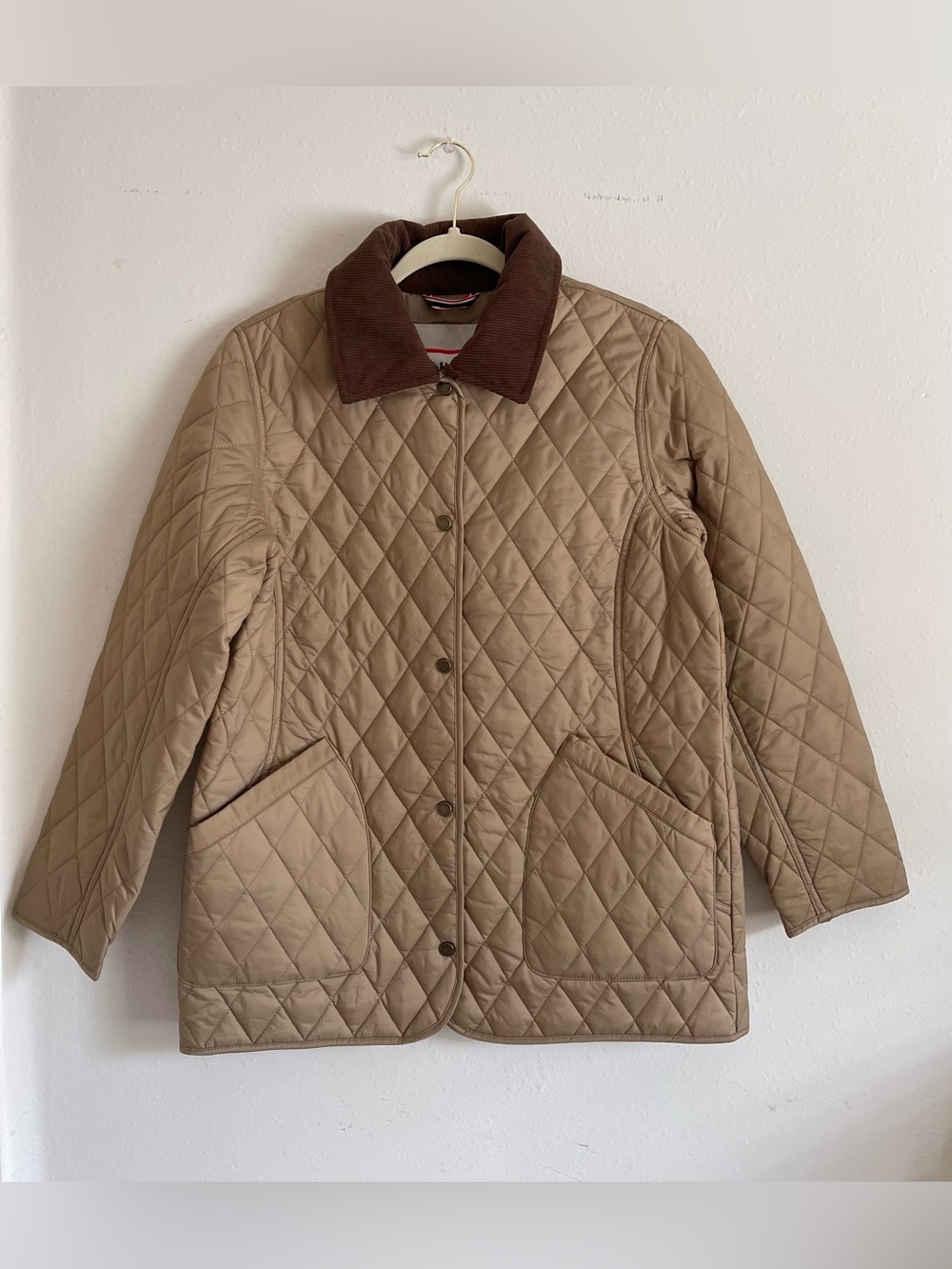 Hunter Quilted Tan Puffer Jacket with Brown Collar - Women